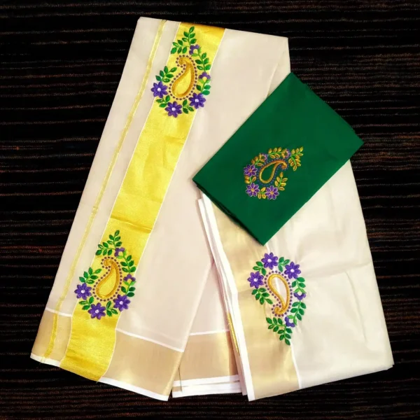 kerala embroidery setmundu